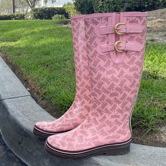 Y2K Juicy Couture PINK SCOTTIE DOG WELLIES TALL SAMMY RAIN BOOTS 9 WELLINGTON - Picture 6 of 14